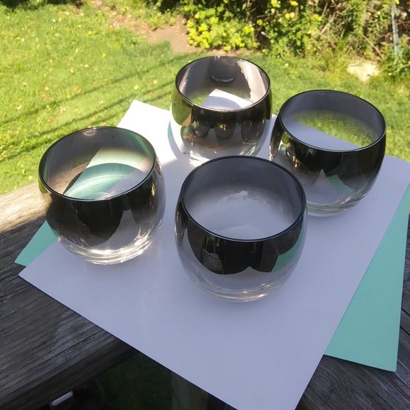 Mid century modern silver fade rolly polly glasses Set of four glasses SET B - Picture 2 of 15